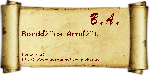 Bordács Arnót névjegykártya